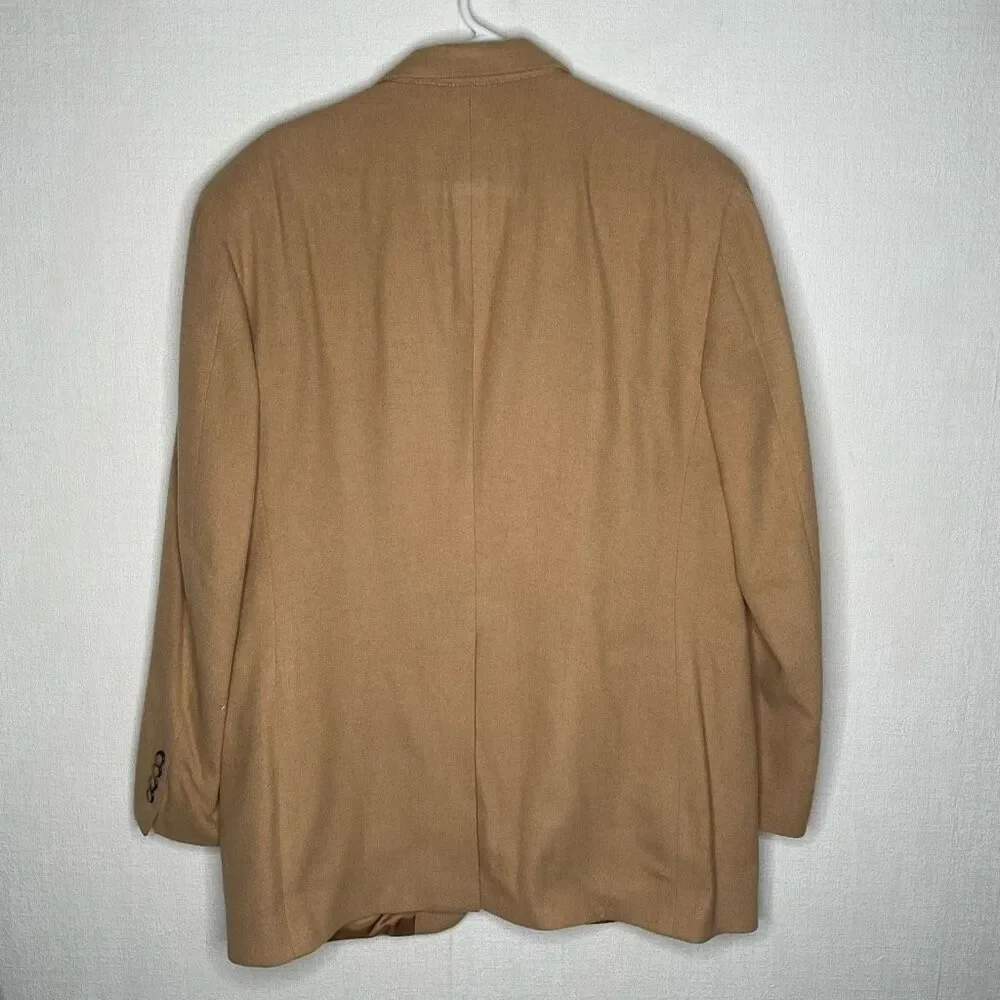 Bill Blass Men’s 42L Camel Hair‎ Blazer Tan Beige Sport Coat Jacket Two 2 Button